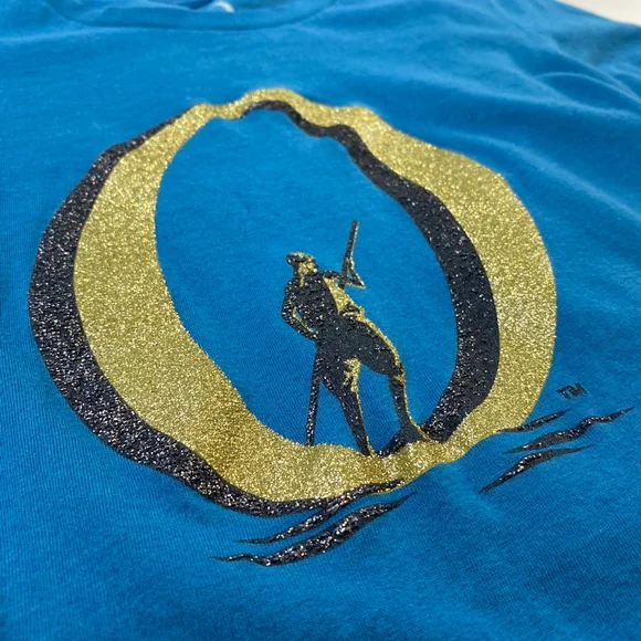 Y2K Cirque du Soleil O T-Shirt Womens Small Teal Glitter Souvenir Bellagio Vegas - Picture 7 of 9